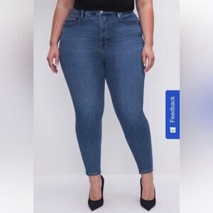 Good American Sz 18 Good Legs Skinny Cropped Jeans Mid Wash Bareback Stretchy